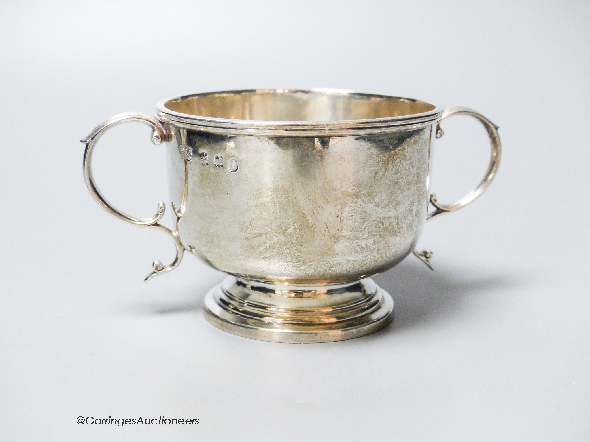 A late Victorian Scottish silver two handled bowl, Hamilton & Inches, Edinburgh, 1900, height 74mm, 6.5oz.